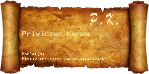 Priviczer Karsa névjegykártya